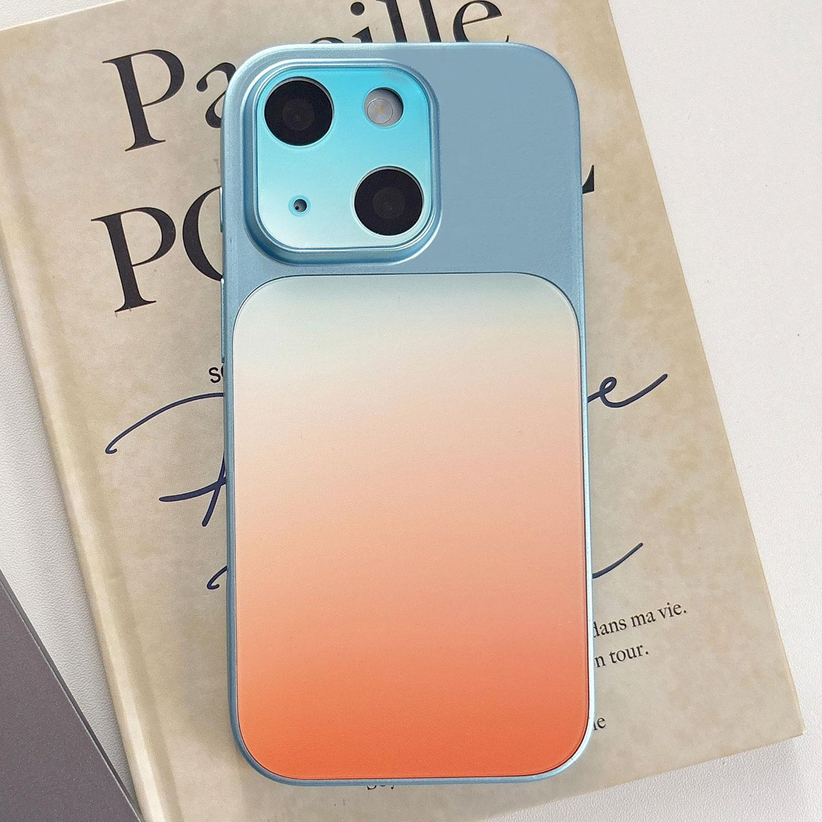 For iPhone 14 Matte Finish Gradient Color Acrylic + PC Phone Case - Blue - EDA009762510F