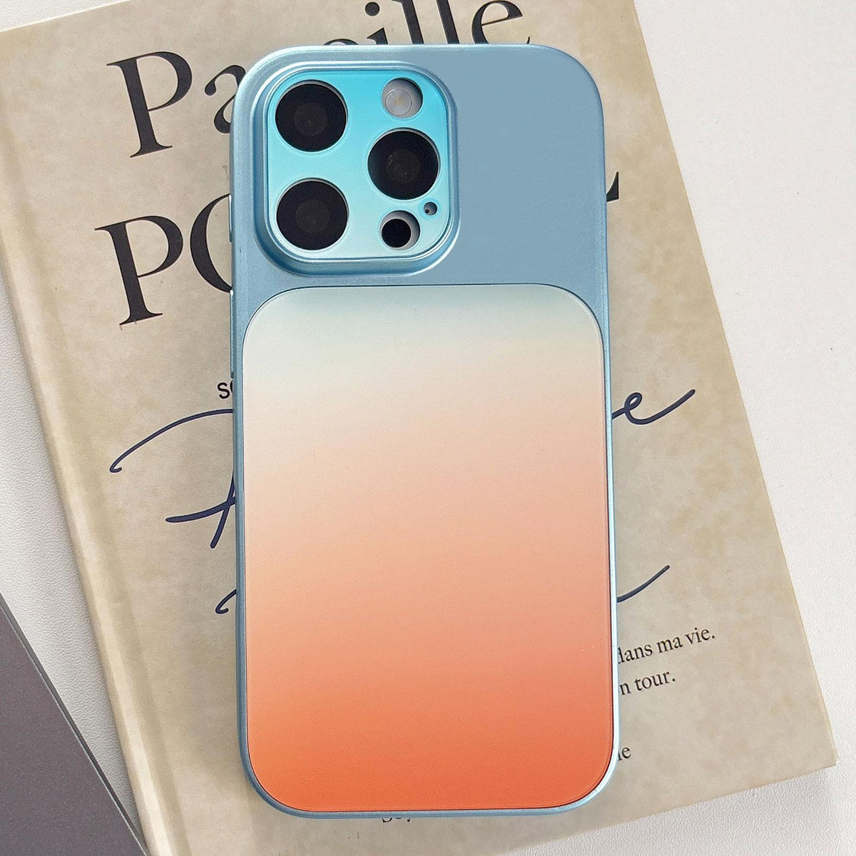 For iPhone 13 Pro Max Matte Finish Gradient Color Acrylic + PC Phone Case - Blue - EDA009762513F