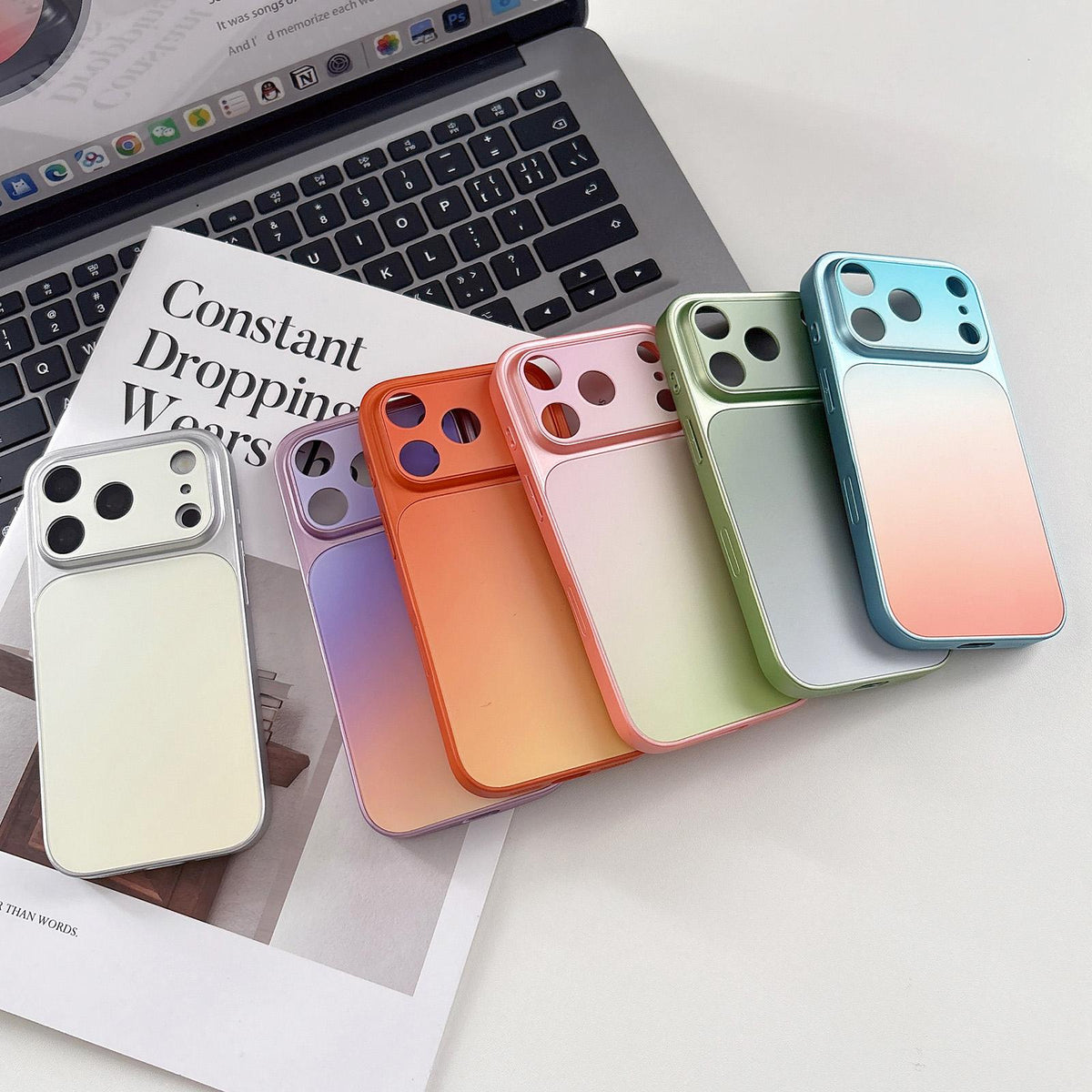 For iPhone 16 Matte Finish Gradient Color Acrylic + PC Phone Case - Purple - EDA009762506B