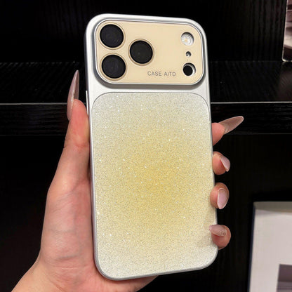 For iPhone 17 Pro Max Lens Protection Matte Gradient Glitter Acrylic + PC Phone Case - Pale Yellow - EDA009762601A