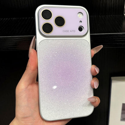 For iPhone 17 Pro Max Lens Protection Matte Gradient Glitter Acrylic + PC Phone Case - Purple - EDA009762601F