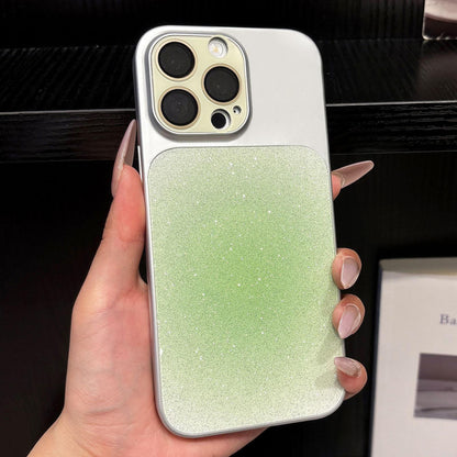 For iPhone 15 Pro Max Lens Protection Matte Gradient Glitter Acrylic + PC Phone Case - Green - EDA009762607B