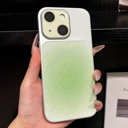 For iPhone 14 Lens Protection Matte Gradient Glitter Acrylic + PC Phone Case - Green - EDA009762610B