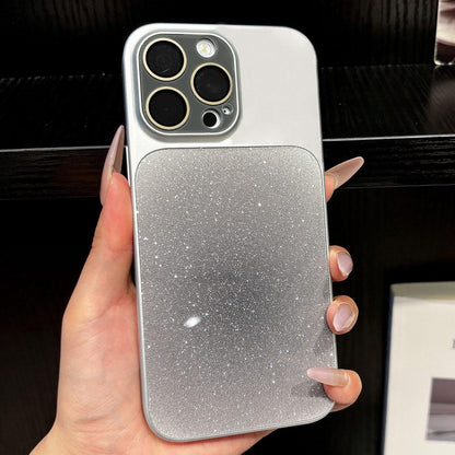 For iPhone 14 Pro Max Lens Protection Matte Gradient Glitter Acrylic + PC Phone Case - Black - EDA009762612E