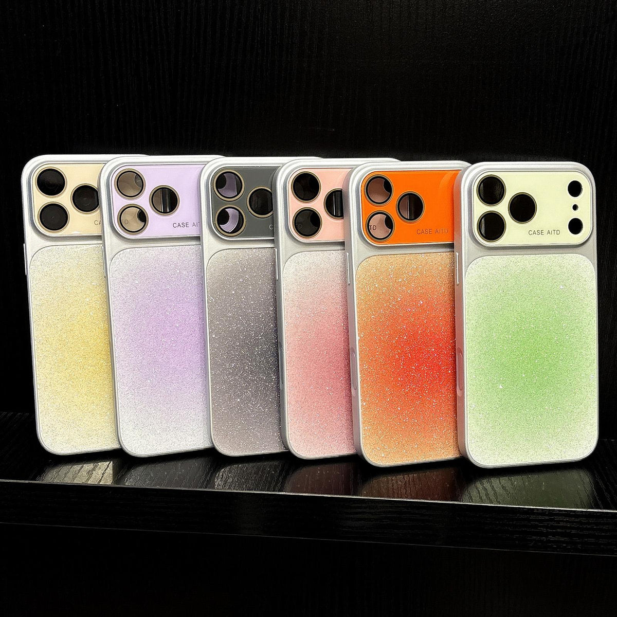 For iPhone 16 Pro Lens Protection Matte Gradient Glitter Acrylic + PC Phone Case - Purple - EDA009762605F