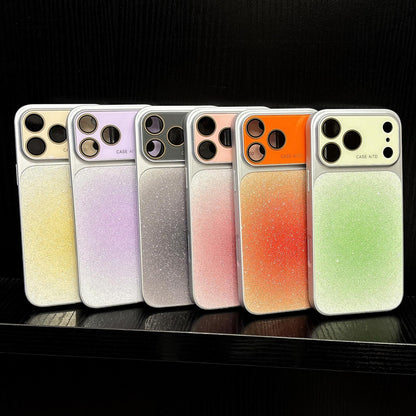 For iPhone 14 Pro Max Lens Protection Matte Gradient Glitter Acrylic + PC Phone Case - Black - EDA009762612E