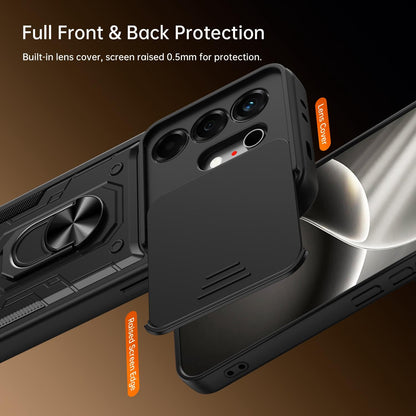 For Tecno Camon 50 Nanshan Armor Sliding Camshield Ring Holder Phone Case - Orange - EDA009762901A