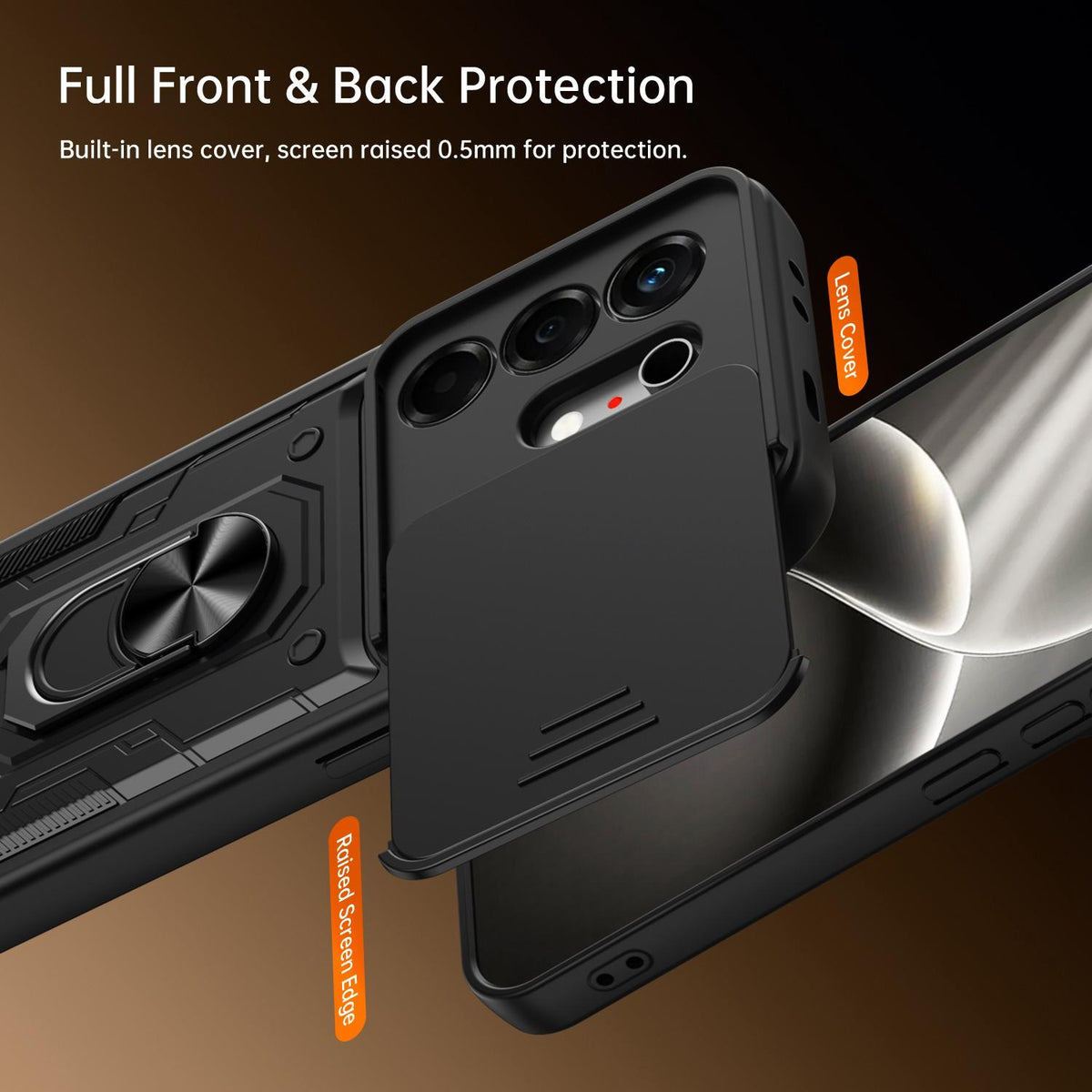 For Tecno Camon 50 Nanshan Armor Sliding Camshield Ring Holder Phone Case - Blue - EDA009762901B