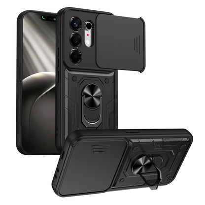 For Tecno Camon 50 Nanshan Armor Sliding Camshield Ring Holder Phone Case - Black - EDA009762901C