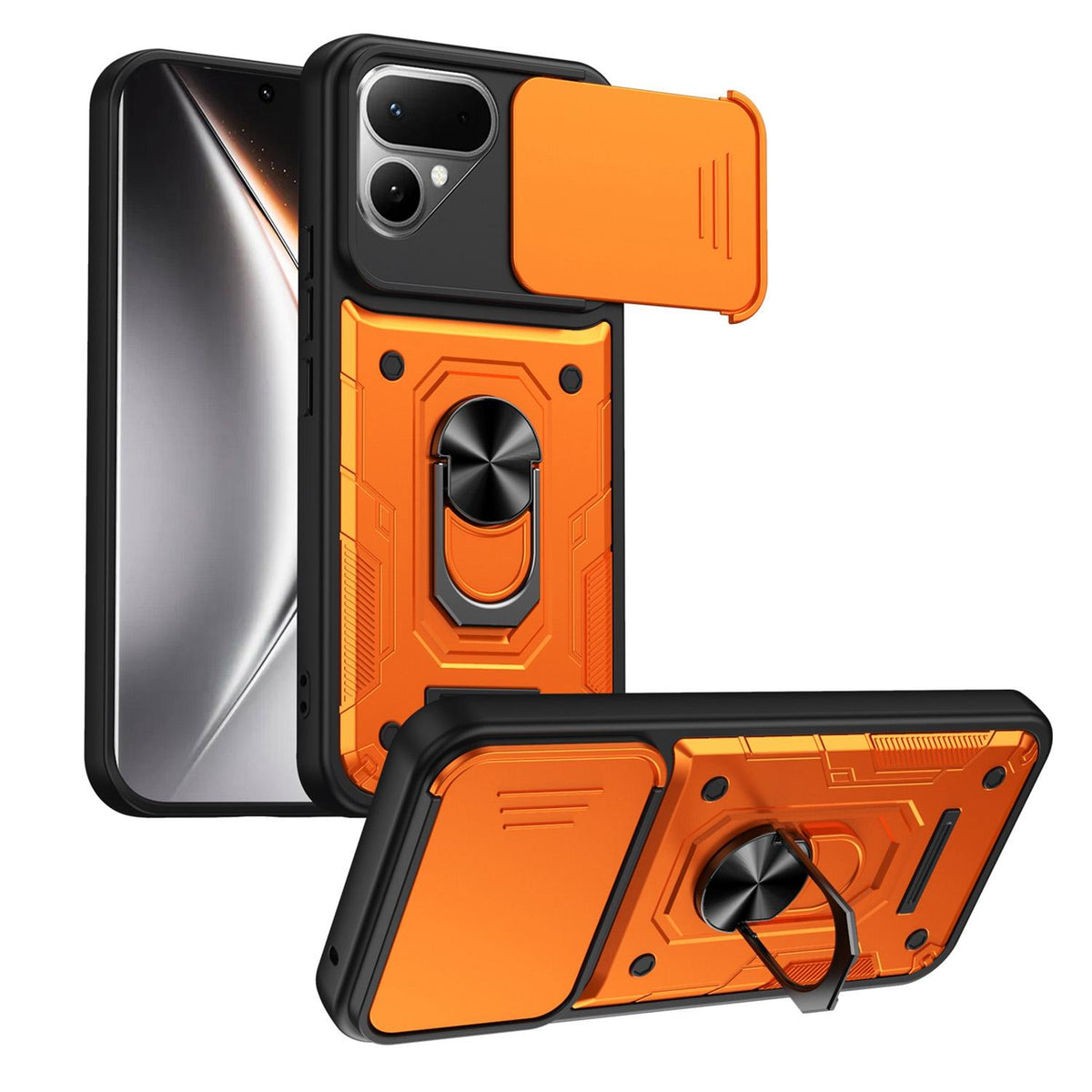For Tecno Pova Curve 2 5G Nanshan Armor Sliding Camshield Ring Holder Phone Case - Orange - EDA009762903A