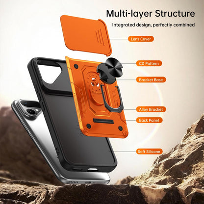 For Tecno Pova Curve 2 5G Nanshan Armor Sliding Camshield Ring Holder Phone Case - Orange - EDA009762903A