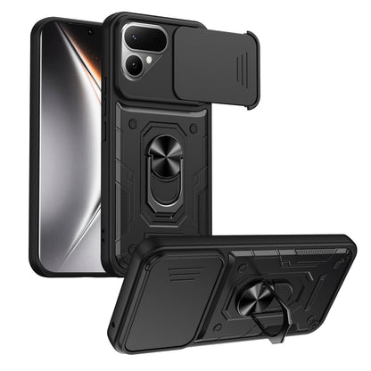 For Tecno Pova Curve 2 5G Nanshan Armor Sliding Camshield Ring Holder Phone Case - Black - EDA009762903C