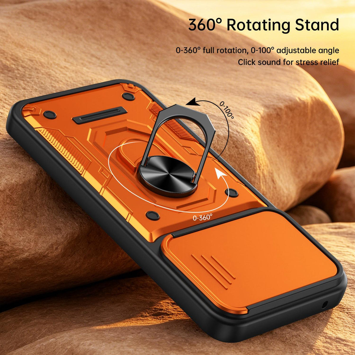 For Tecno Pova Curve 2 5G Nanshan Armor Sliding Camshield Ring Holder Phone Case - Black - EDA009762903C