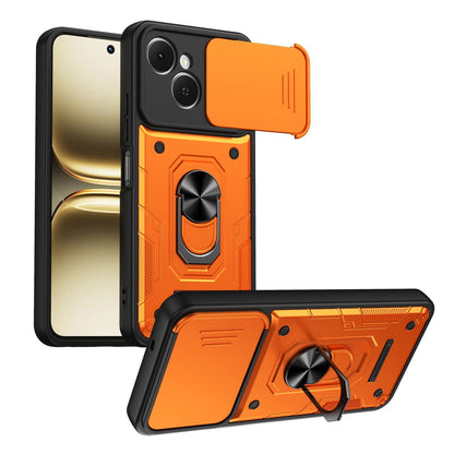For Tecno Spark 40C Nanshan Armor Sliding Camshield Ring Holder Phone Case - Orange - EDA009762905A