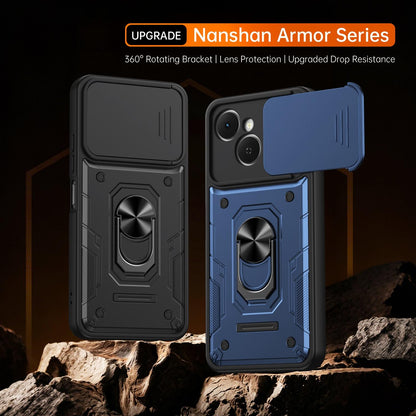 For Tecno Spark 40C Nanshan Armor Sliding Camshield Ring Holder Phone Case - Blue - EDA009762905B
