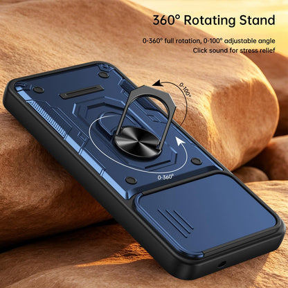 For Tecno Spark 40C Nanshan Armor Sliding Camshield Ring Holder Phone Case - Blue - EDA009762905B