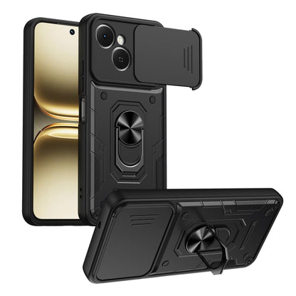 For Tecno Spark 40C Nanshan Armor Sliding Camshield Ring Holder Phone Case - Black - EDA009762905C