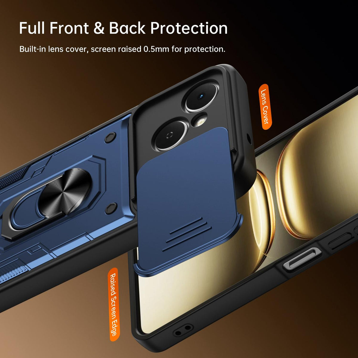 For Tecno Spark 40C Nanshan Armor Sliding Camshield Ring Holder Phone Case - Black - EDA009762905C