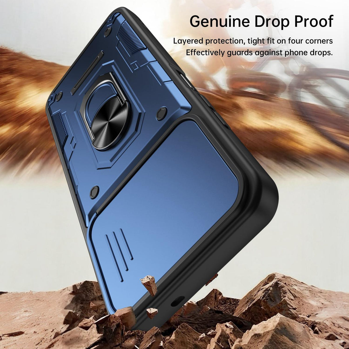 For Tecno Spark 40C Nanshan Armor Sliding Camshield Ring Holder Phone Case - Black - EDA009762905C