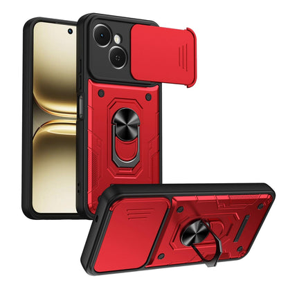 For Tecno Spark 40C Nanshan Armor Sliding Camshield Ring Holder Phone Case - Red - EDA009762905D