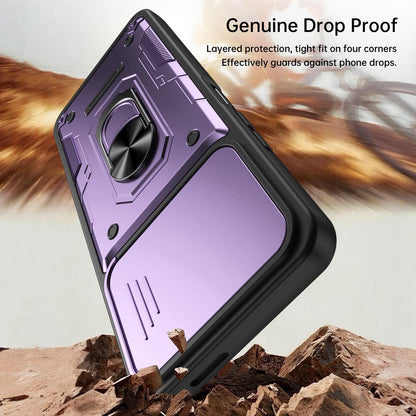 For Tecno Spark Go 3 / Pop 20 Nanshan Armor Sliding Camshield Ring Holder Phone Case - Orange - EDA009762908A
