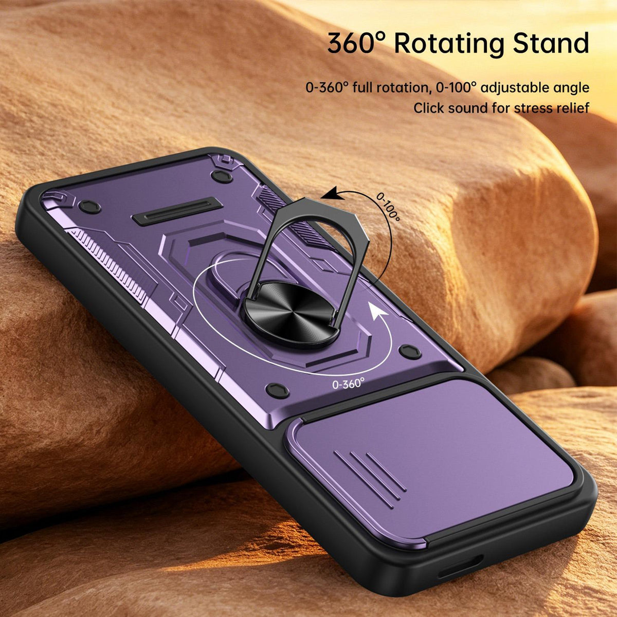 For Tecno Spark Go 3 / Pop 20 Nanshan Armor Sliding Camshield Ring Holder Phone Case - Blue - EDA009762908B