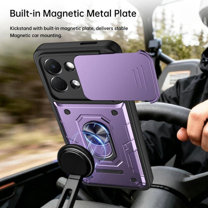 For Tecno Spark Go 3 / Pop 20 Nanshan Armor Sliding Camshield Ring Holder Phone Case - Blue - EDA009762908B