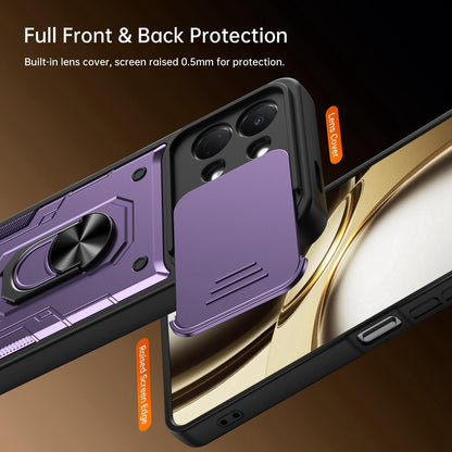 For Tecno Spark Go 3 / Pop 20 Nanshan Armor Sliding Camshield Ring Holder Phone Case - Black - EDA009762908C