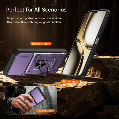For Tecno Spark Go 3 / Pop 20 Nanshan Armor Sliding Camshield Ring Holder Phone Case - Red - EDA009762908D