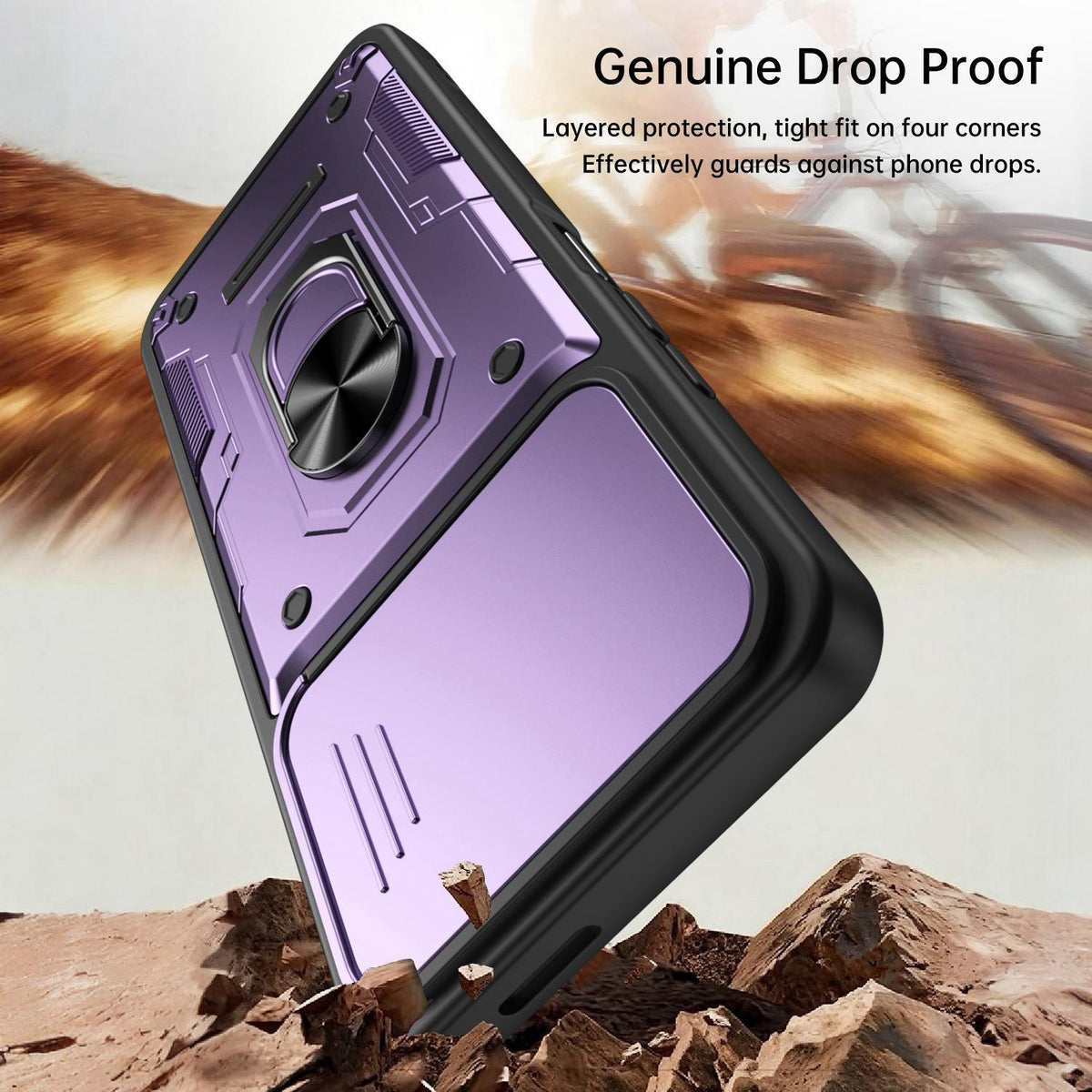 For Tecno Spark Go 3 / Pop 20 Nanshan Armor Sliding Camshield Ring Holder Phone Case - Red - EDA009762908D