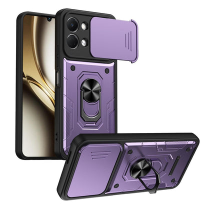 For Tecno Spark Go 3 / Pop 20 Nanshan Armor Sliding Camshield Ring Holder Phone Case - Purple - EDA009762908E