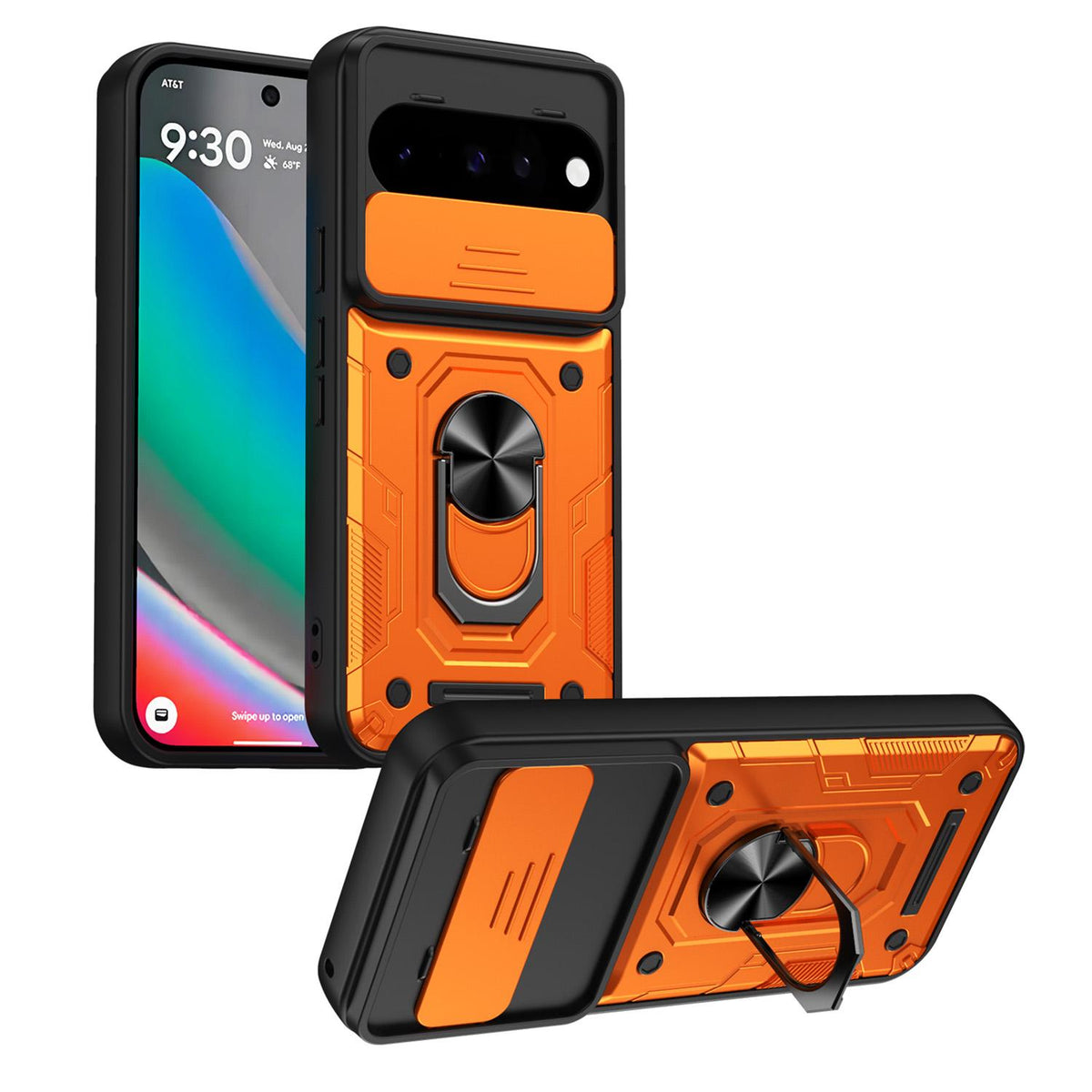 For Google Pixel 10 / 10 Pro Nanshan Armor Sliding Camshield Ring Holder Phone Case - Orange - EDA009763102A