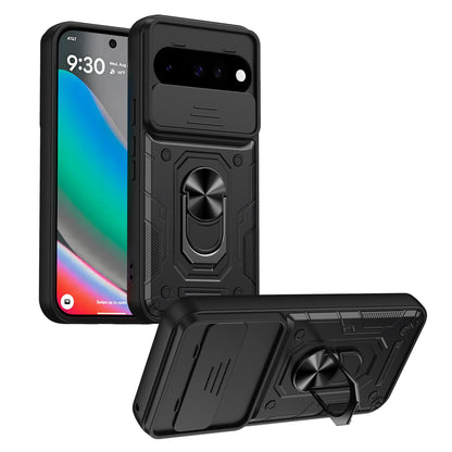 For Google Pixel 10 / 10 Pro Nanshan Armor Sliding Camshield Ring Holder Phone Case - Black - EDA009763102C