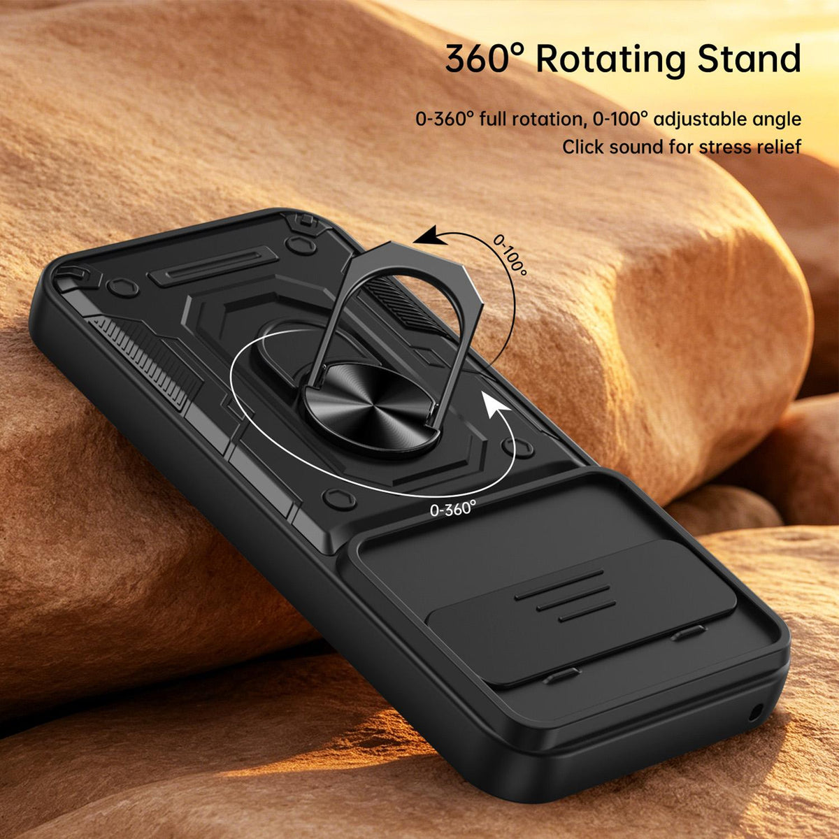 For Google Pixel 10 / 10 Pro Nanshan Armor Sliding Camshield Ring Holder Phone Case - Red - EDA009763102D