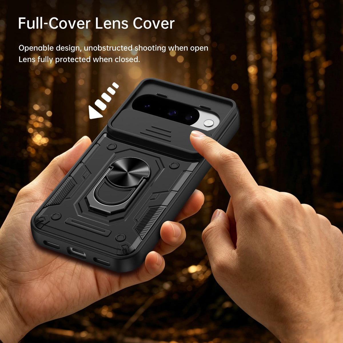 For Google Pixel 10 / 10 Pro Nanshan Armor Sliding Camshield Ring Holder Phone Case - Red - EDA009763102D