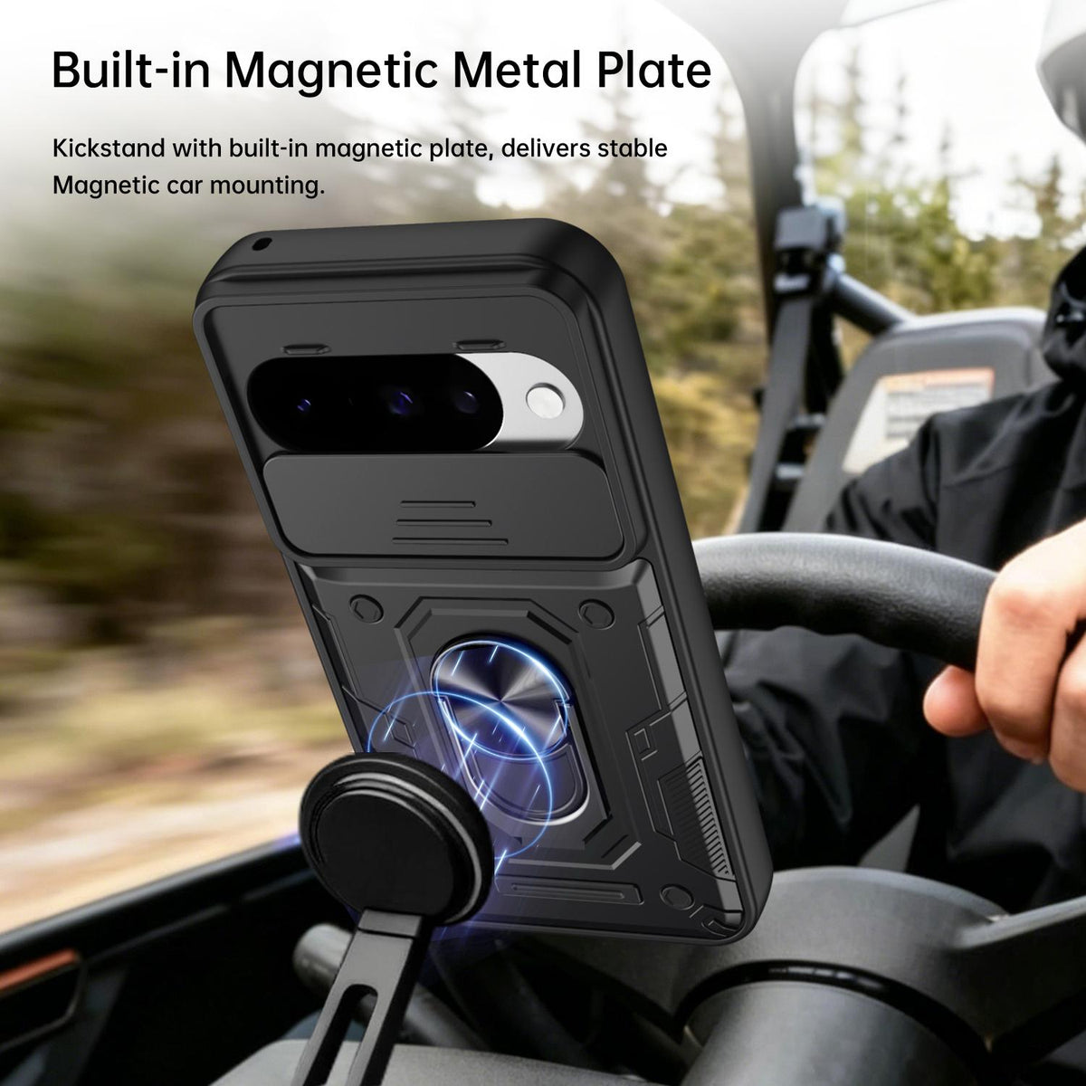 For Google Pixel 10 / 10 Pro Nanshan Armor Sliding Camshield Ring Holder Phone Case - Red - EDA009763102D