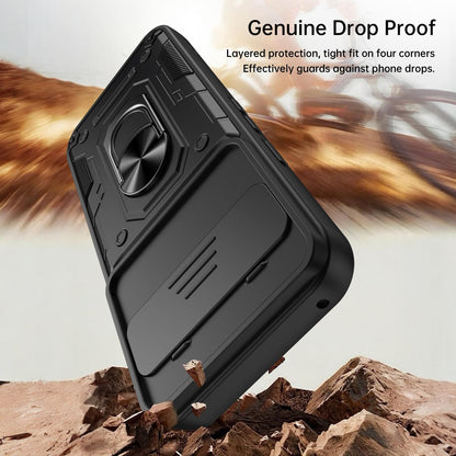 For Google Pixel 10 / 10 Pro Nanshan Armor Sliding Camshield Ring Holder Phone Case - Red - EDA009763102D