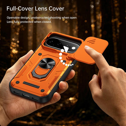For Google Pixel 11 / 11 Pro Nanshan Armor Sliding Camshield Ring Holder Phone Case - Blue - EDA009763103B