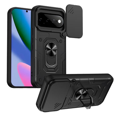 For Google Pixel 11 / 11 Pro Nanshan Armor Sliding Camshield Ring Holder Phone Case - Black - EDA009763103C