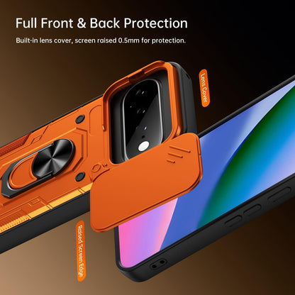 For Google Pixel 11 / 11 Pro Nanshan Armor Sliding Camshield Ring Holder Phone Case - Black - EDA009763103C