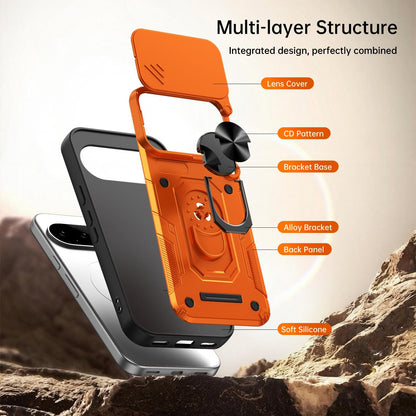For Google Pixel 11 / 11 Pro Nanshan Armor Sliding Camshield Ring Holder Phone Case - Black - EDA009763103C