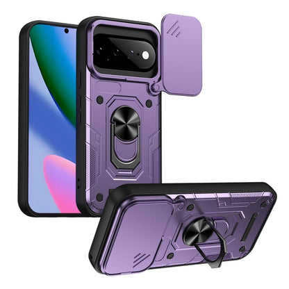 For Google Pixel 11 / 11 Pro Nanshan Armor Sliding Camshield Ring Holder Phone Case - Purple - EDA009763103E