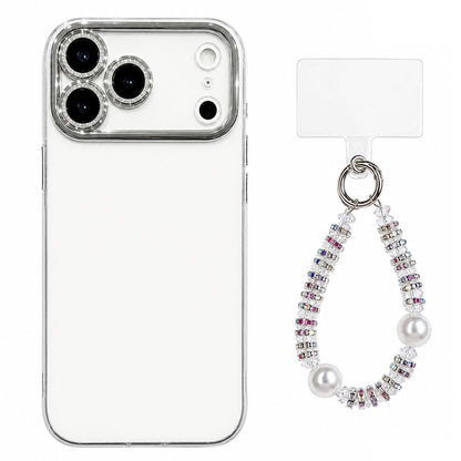 For iPhone 17 Pro Max Dopamine Color Skin-Friendly IMD Phone Case with Beaded Wrist Strap - White - EDA009766201B
