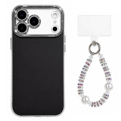 For iPhone 17 Pro Dopamine Color Skin-Friendly IMD Phone Case with Beaded Wrist Strap - Black - EDA009766202A