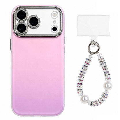 For iPhone 17 Pro Dopamine Color Skin-Friendly IMD Phone Case with Beaded Wrist Strap - Purple - EDA009766202D
