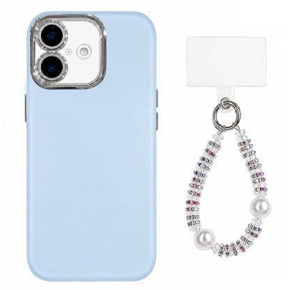 For iPhone 17 Dopamine Color Skin-Friendly IMD Phone Case with Beaded Wrist Strap - Blue - EDA009766203F