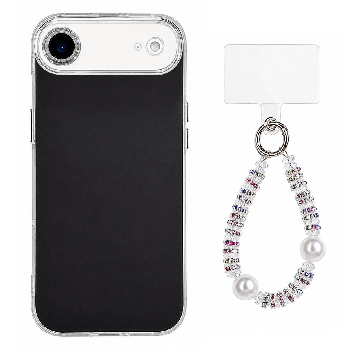 For iPhone Air Dopamine Color Skin-Friendly IMD Phone Case with Beaded Wrist Strap - Black - EDA009766204A