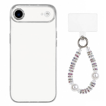 For iPhone Air Dopamine Color Skin-Friendly IMD Phone Case with Beaded Wrist Strap - White - EDA009766204B