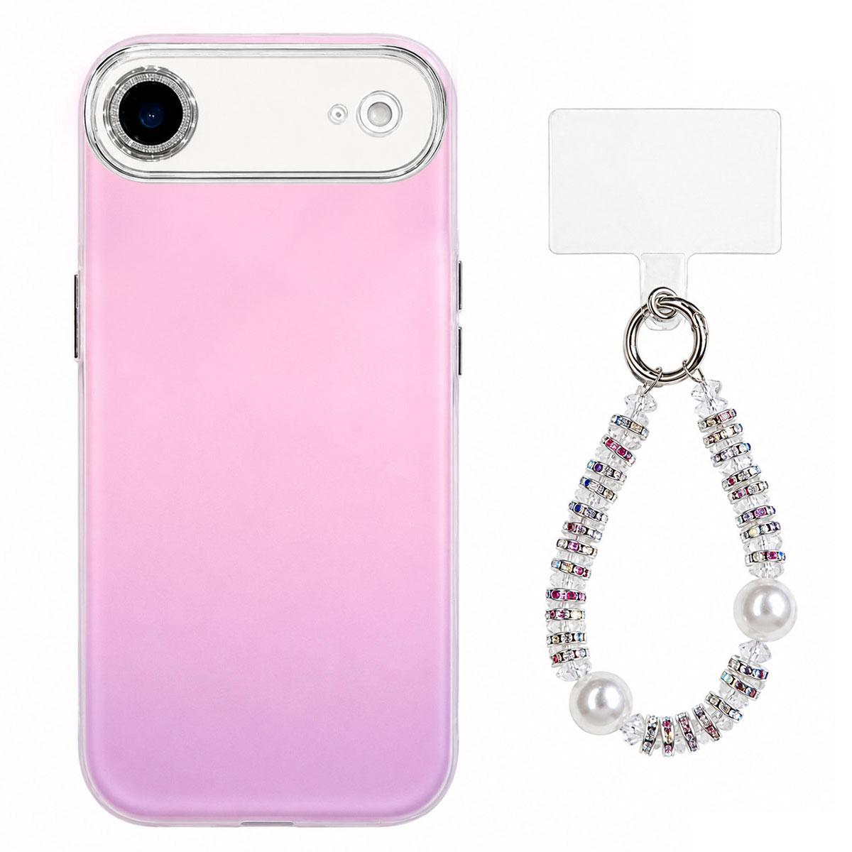 For iPhone Air Dopamine Color Skin-Friendly IMD Phone Case with Beaded Wrist Strap - Purple - EDA009766204D