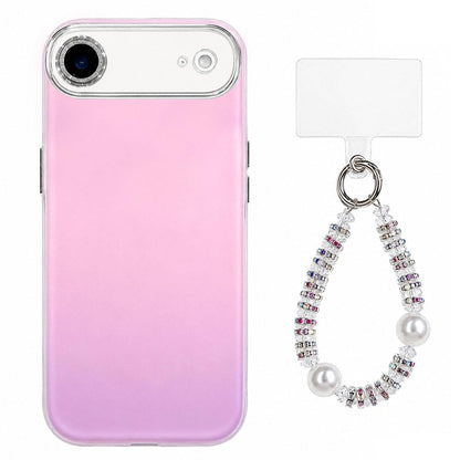 For iPhone Air Dopamine Color Skin-Friendly IMD Phone Case with Beaded Wrist Strap - Purple - EDA009766204D